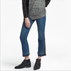 French Connection Mid Vintage Charcoal Kick Crop Released Hem Jeans Sz 8 US